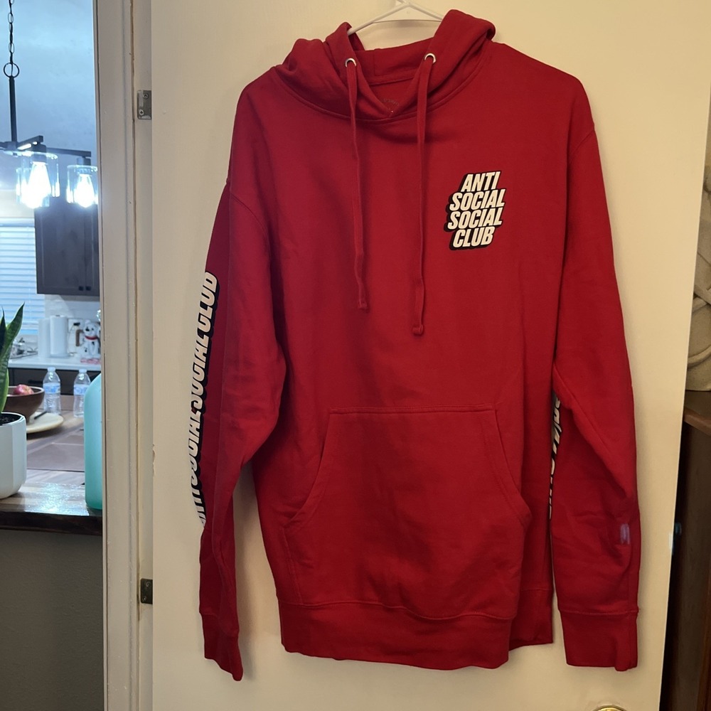 Anti Social Social Club Hoodie Mens Red  Hoodie Size M